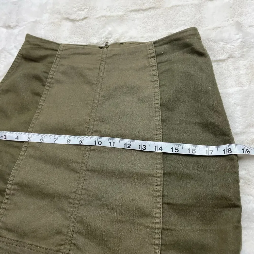 🔥Free People Modern Femme Army Green Mini Skirt Two Tone Size 6 Y2K Boho Chic